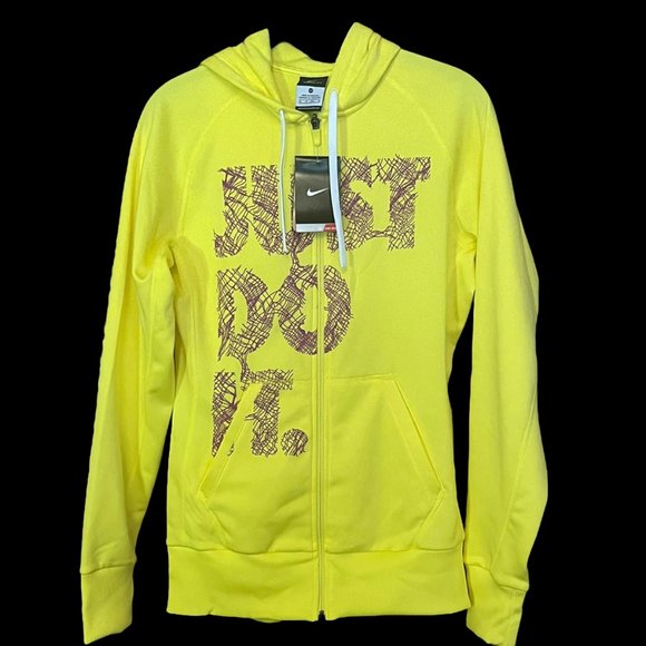 NEW with tags - XS Women's "Just Do It" NIKE Zip Therma-Fit Yellow Hoodie - Picture 5 of 8